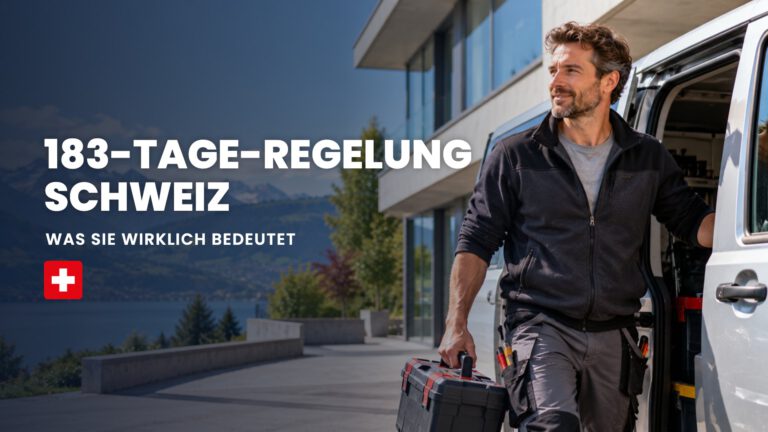 183-Tage-Regelung Schweiz: Servicetechniker mit Werkzeugkoffer vor einem Firmenwagen