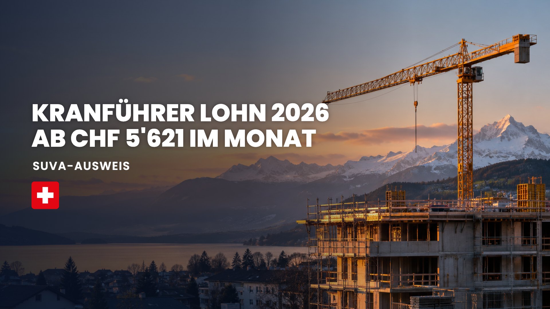 KRANFÜHRER LOHN 2026 AB CHF 5'621 IM MONAT: Suva-Ausweis